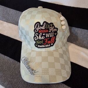 Women's Checkered Cap with Inspirational Embroidery